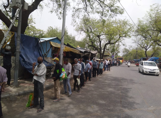 Mori Gate food distribution line